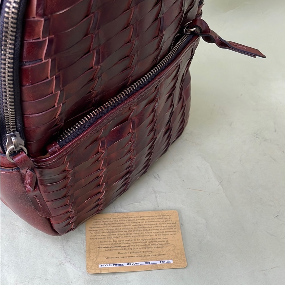 New Patricia Nash Woven Leather Backpack - Reddish Brown - Picture 16 of 16